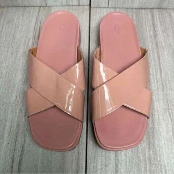 UGG Shoes - UGG Emily Pink Cross Strap Strappy Sandal Patent Leather 1107896 Womens Size 10